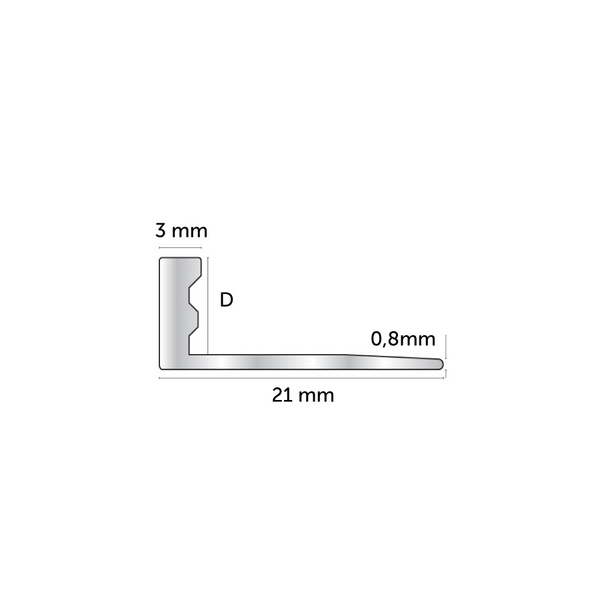 KAKELLIST TEBO L ALU 6MM MATT 2,5M