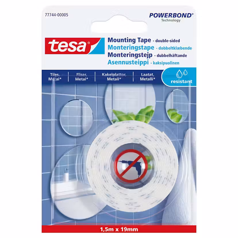 Mont.tejp Tesa Spegel Kakel 1,5 m x 19 mm