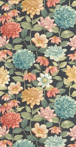Casadeco - Dahlia Bouquet Fond Noir Gardens tapet - Köp online