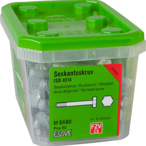 SEXKANTSSKRUV ESSVE 8.8U DELGÄNGAD ISO 4014 FZV M8X50 50ST