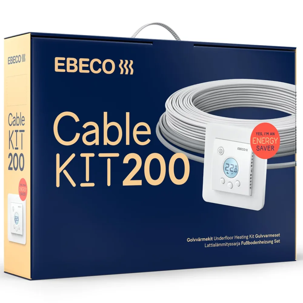 Ebeco Cable Kit 200 Golvvärmekit med värmekabel och termostat 187 m, 2080 W