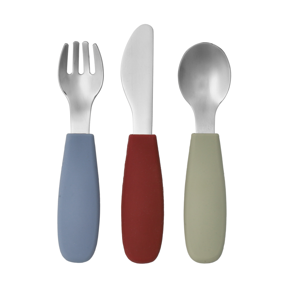 Dine bestickset silikon 3 delar, Green-blue