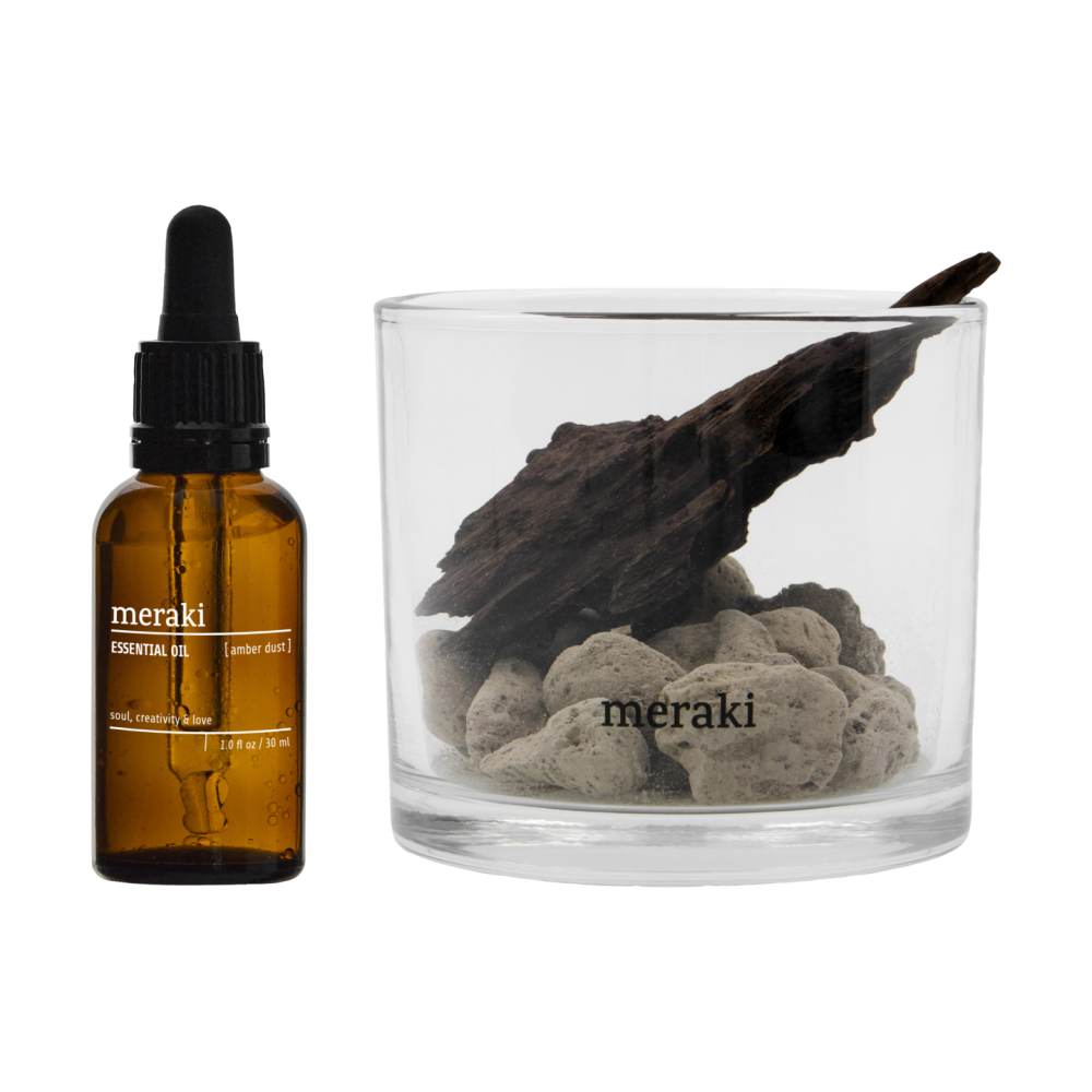 doftspridare lavasten och trä inkl. olja, Amber dust, svart