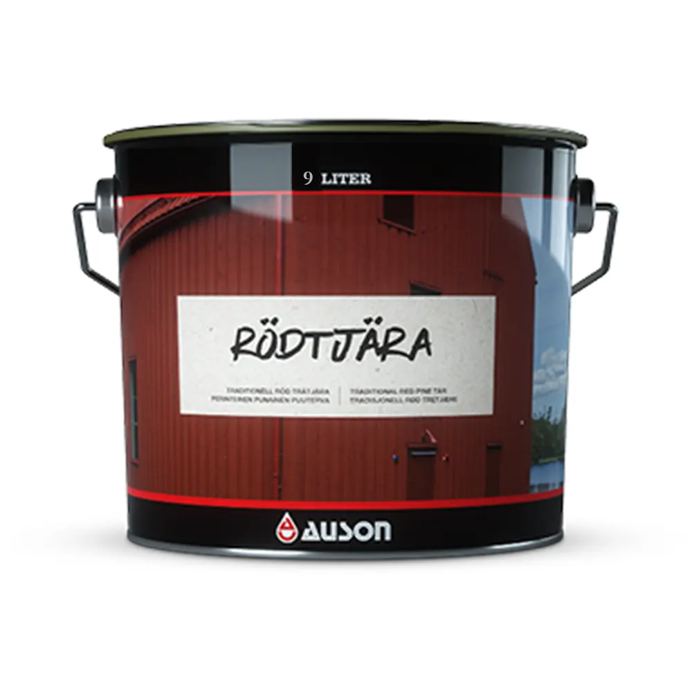 Auson Rödtjära Trätjära Röd 9 Liter | Velltra.se