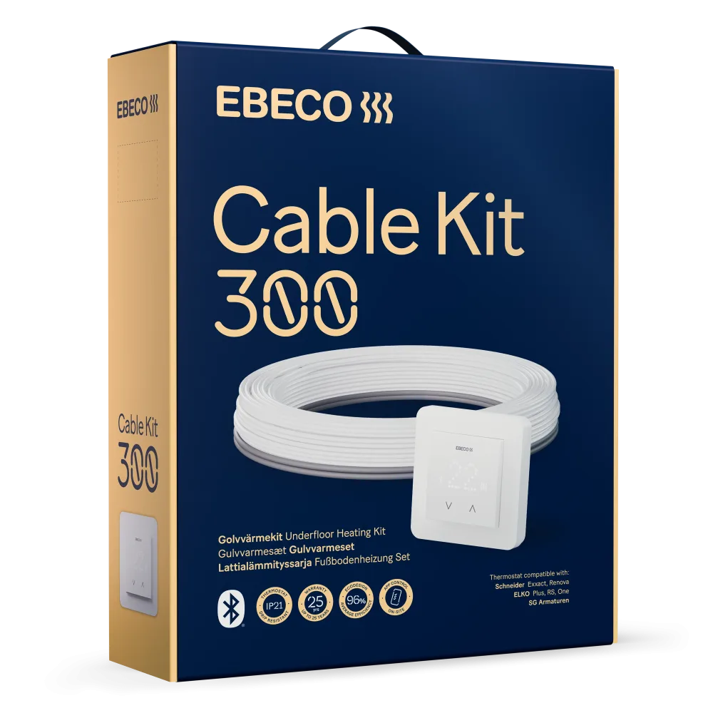 Ebeco Cable Kit 300 Golvvärmekit med värmekabel och termostat 49 m, 540 W